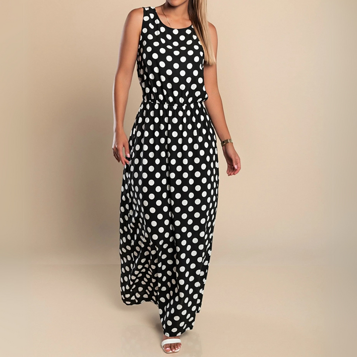 Paula Polka Dot Sleeveless Maxi Dress