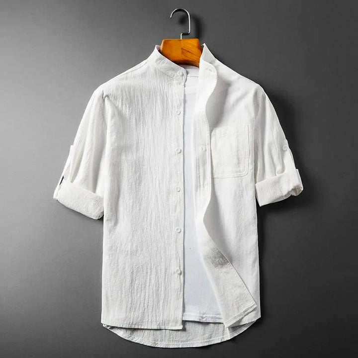 Soren Band Collar Linen Blend Shirt