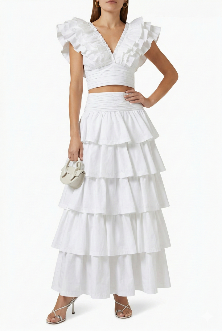 Celestia Ruffle Tiered Maxi Skirt Set