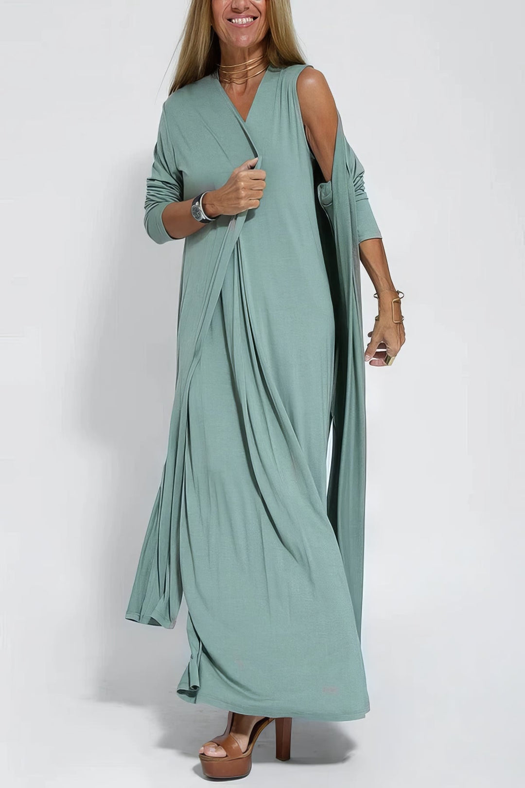 Juno Coordinated Cardigan Maxi Dress