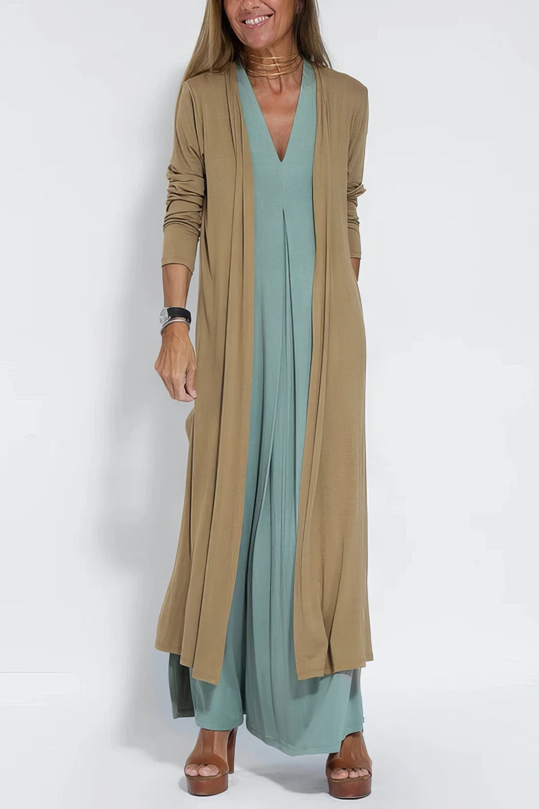 Juno Coordinated Cardigan Maxi Dress
